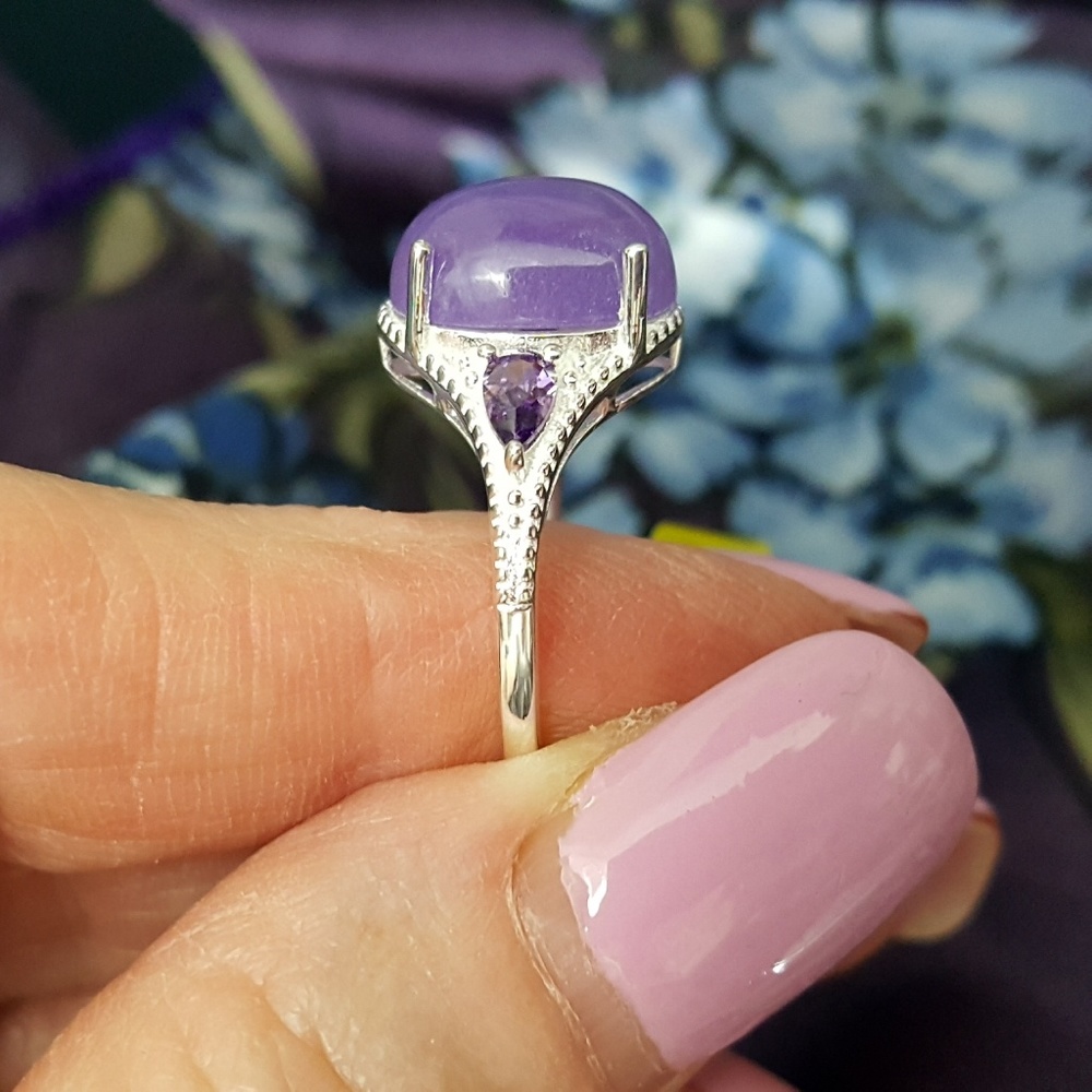 Burmese Purple Jade n Purple CZ - Picture 6 of 8